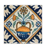 Aimant de réfrigérateur, carrelage bleu de Delft, vase à fleurs