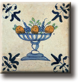 Imán de nevera, azulejo azul de Delft, frutero