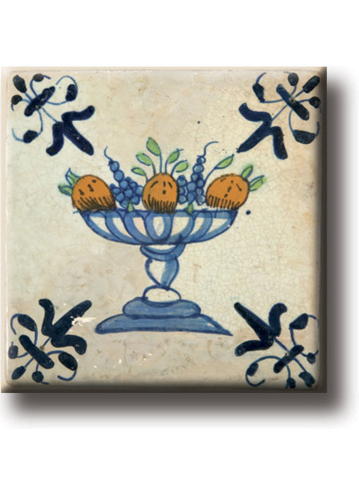 Fridge magnet, Delft blue tile, Fruit bowl