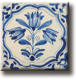 Fridge magnet, Delft blue tile, tulips