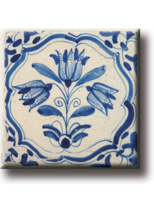 Imán de nevera, azulejo azul de Delft, tulipanes