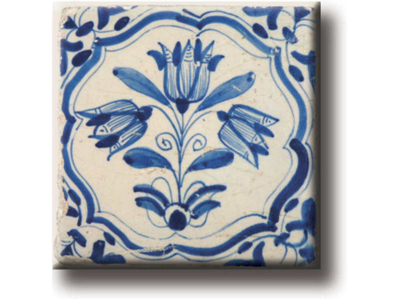 Fridge magnet, Delft blue tile, tulips