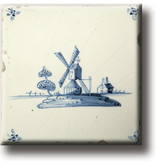 Fridge magnet, Delft blue tile, Mill
