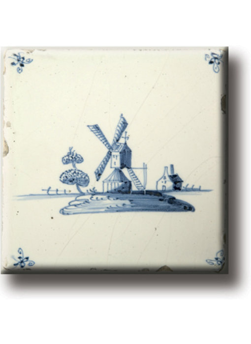 Magnet pour réfrigérateur, carrelage bleu de Delft, moulin