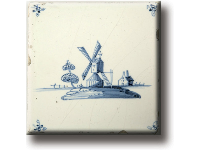 Fridge magnet, Delft blue tile, Mill