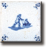 Imán de nevera, azulejo azul de Delft, patines de hielo