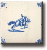 Fridge magnet, Delft blue tile, Horse and knight