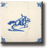 Imán de nevera, azulejo azul de Delft, caballo y caballero