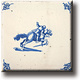 Aimant de réfrigérateur, tuile bleue de Delft, cheval et chevalier