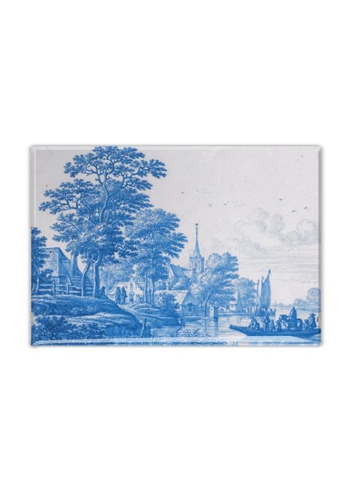 Koelkastmagneet, Delfts blauwe tegel, Hollands landschap