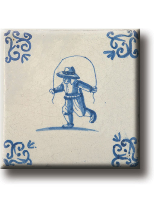 Imán de nevera, azulejo azul de Delft, juegos infantiles