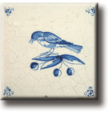 Magnet por frigo, carrelage bleu de Delft, oiseau