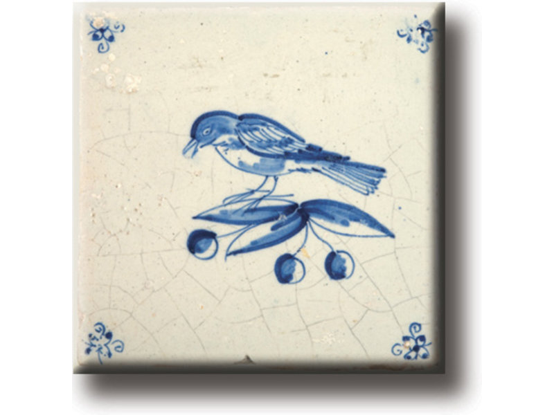 Fridge magnet, Delft blue tile, Bird
