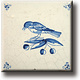 Koelkastmagneet, Delfts blauwe tegel, Vogel