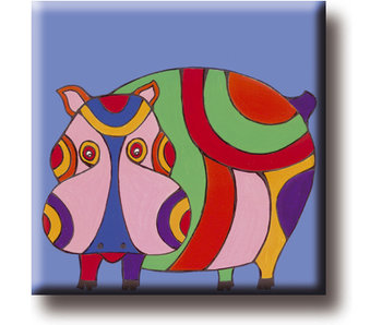 Fridge magnet, Hippo, Illustration