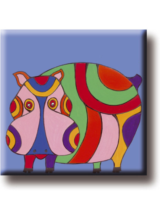 Fridge magnet, Hippo, Illustration