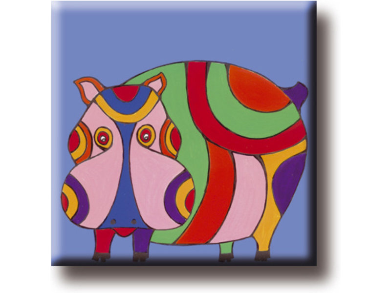 Fridge magnet, Hippo, Illustration