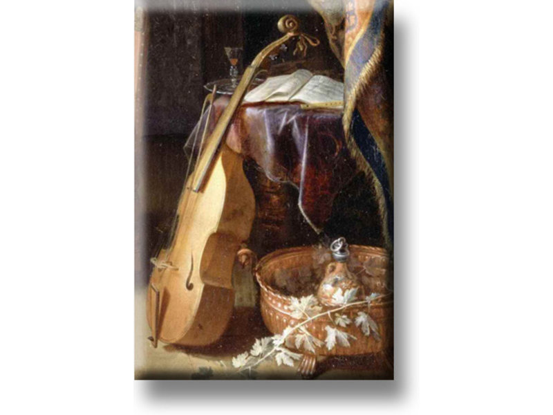 Imán de nevera, violín con arco