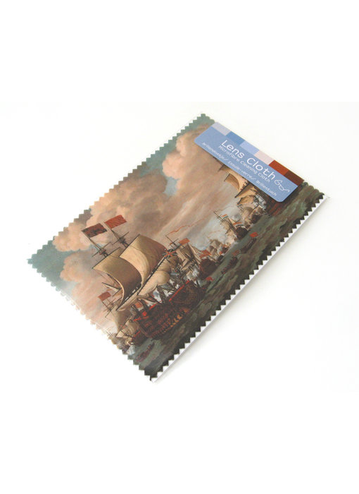 Lens cloth, 10 x 15 cm, Ships at sea, Van de Velde