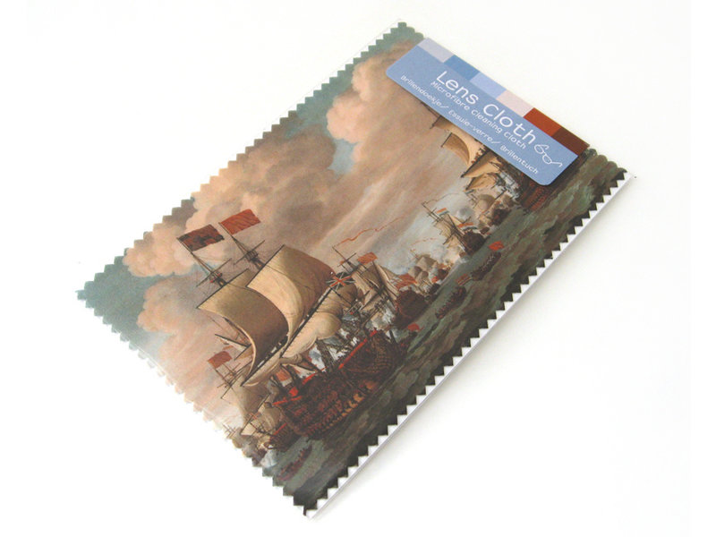 Lens cloth, 10 x 15 cm, Ships at sea, Van de Velde