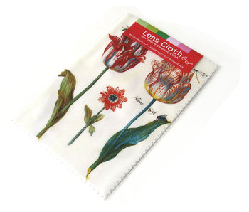 Lens cloth, 10 x 15 cm, Two tulips with insects, Marrel
