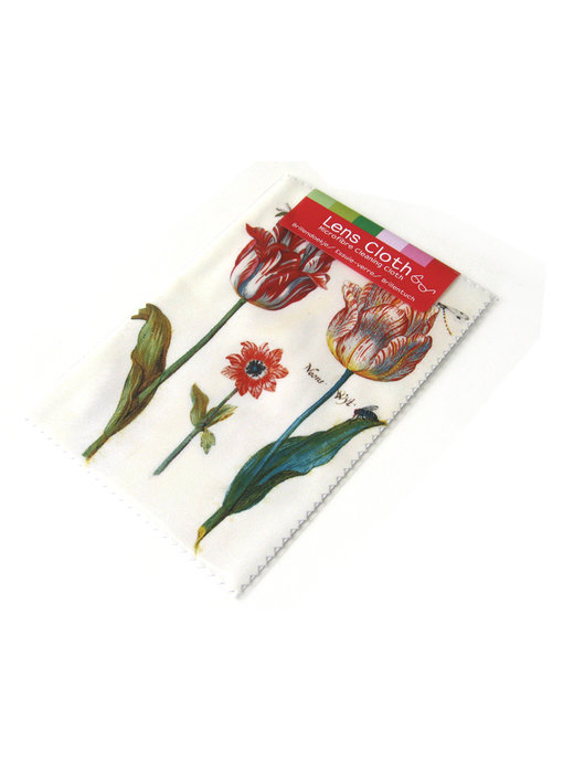 Paño de lente, 10 x 15 cm, dos tulipanes con insectos, Marrel