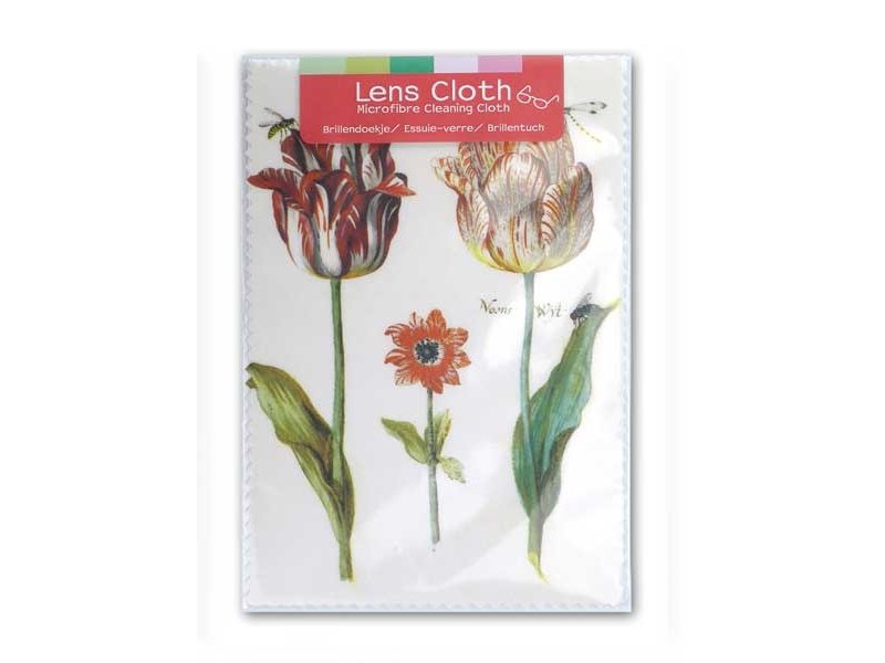 Paño de lente, 10 x 15 cm, dos tulipanes con insectos, Marrel