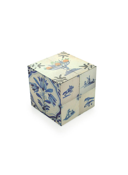 Cubo plegable, azulejos Delft Blue