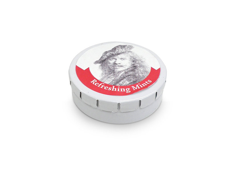 Peppermint tin, Leaning on a stone, Rembrandt