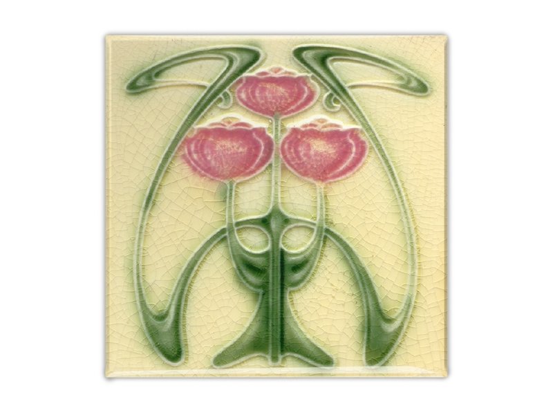 Imán de nevera, Azulejo Art Nouveau, Tulipanes, Guimard