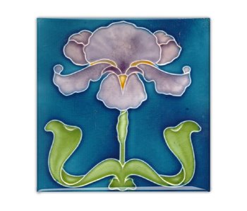 Imán de nevera, Azulejo Art Nouveau, Iris morado
