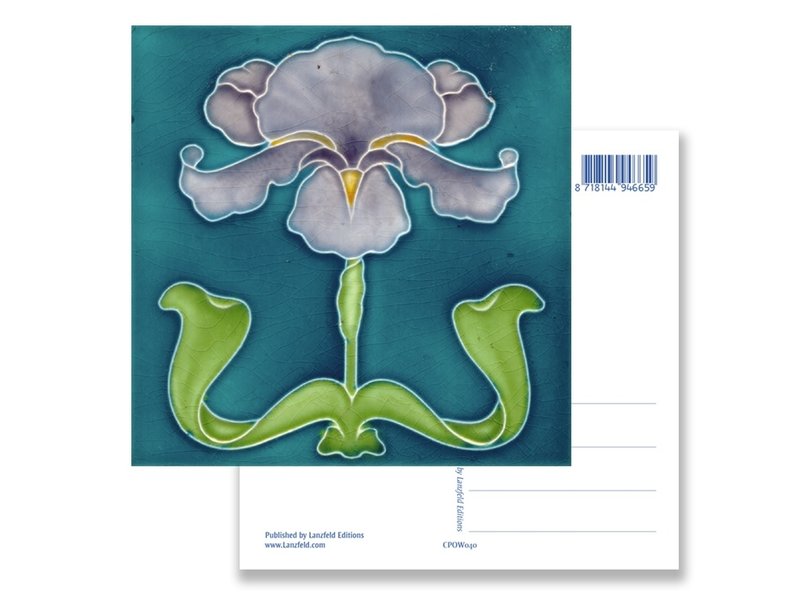 Postal, Art Nouveau, Iris morado