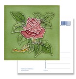 Postcard, Art Nouveau, Rose in green