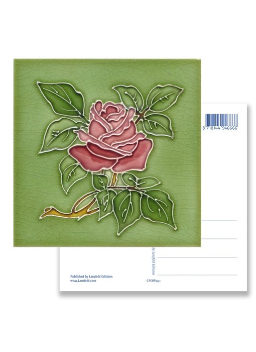 Postcard, Art Nouveau, Rose in green