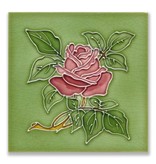 Ansichtkaart, Art Nouveau, roos in groen