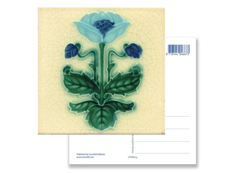 Postcard, Art Nouveau, Blue flower