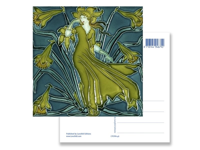 Postal, Art Nouveau, Flora lady