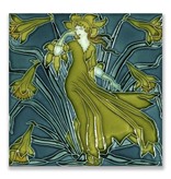 Postal, Art Nouveau, Flora lady