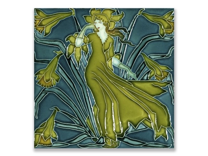 Postal, Art Nouveau, Flora lady