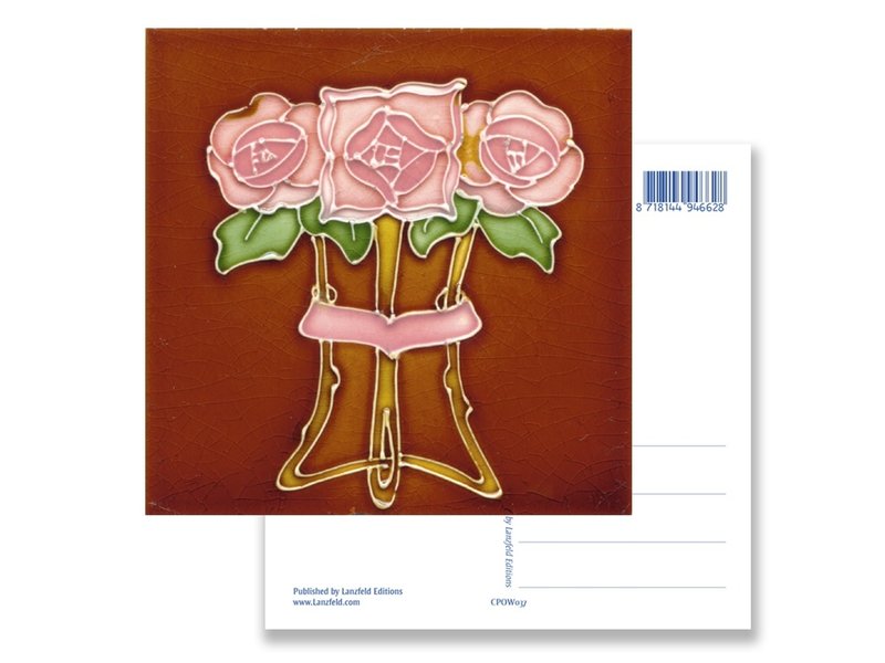 Postal, Art Nouveau, Tres rosas 1910