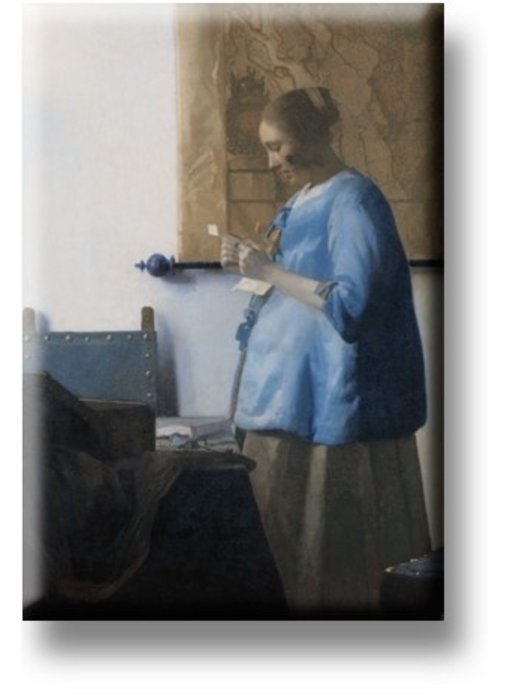 Kühlschrankmagnet, Frau, die einen Brief liest, Vermeer