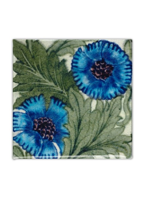 Imán de Nevera, Azulejo Art Nouveau, Rosa Azul