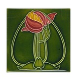 Fridge Magnet, Art Nouveau Tile, Flower, Round