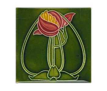 Fridge Magnet, Art Nouveau Tile, Flower, Round