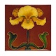 Magnet Solid W, SQ, Art Nouveau YellowFlower in brown