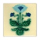 Fridge Magnet, Art Nouveau Tile, Blue Flower, majolica