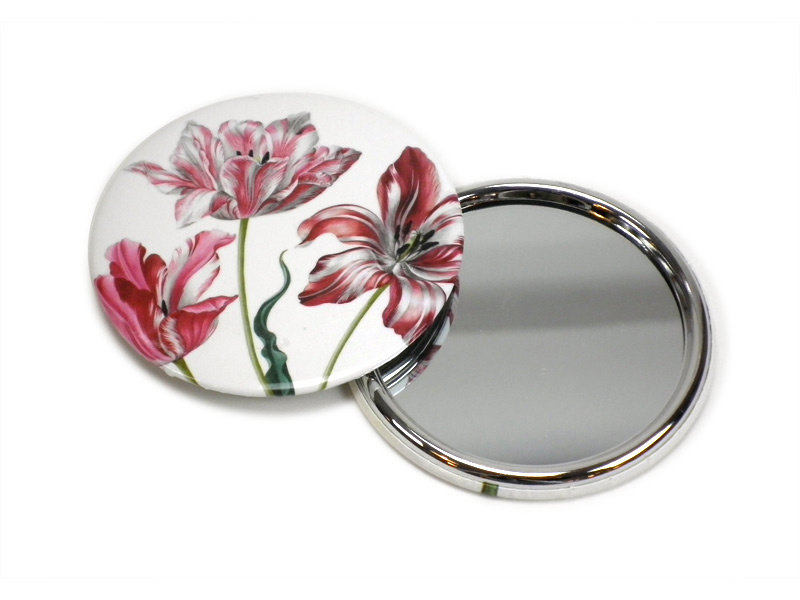 Miroir de poche grand, Ø 80 mm, trois tulipes, Merian