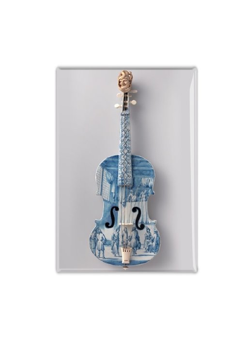 Fridge magnet, Delft Blue violin