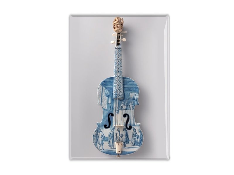 Imán de nevera, violín azul de Delft