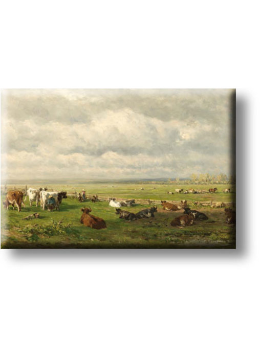 Fridge magnet, Pasture landscape with cattle, Roelofs